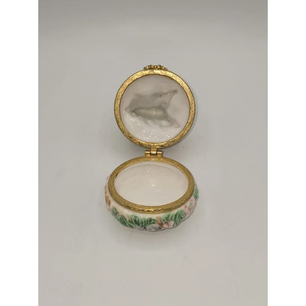 Vintage Genmore Tropical Fish Trinket Box Porcelain Hinged Keepsake Ring Box